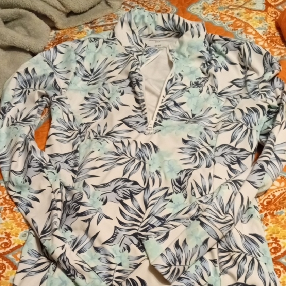 Tommy Bahama Leaf Print Golf Pullover